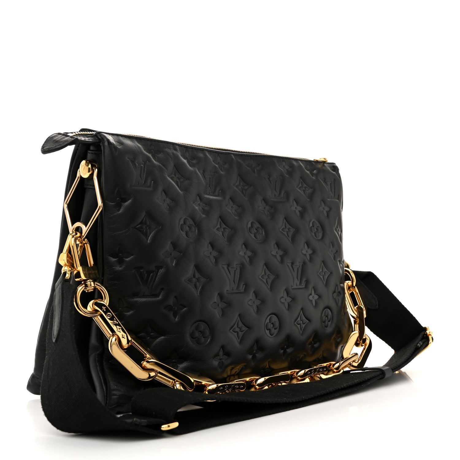Louis Vuitton Lambskin Embossed Monogram Coussin MM Black 3 of 11