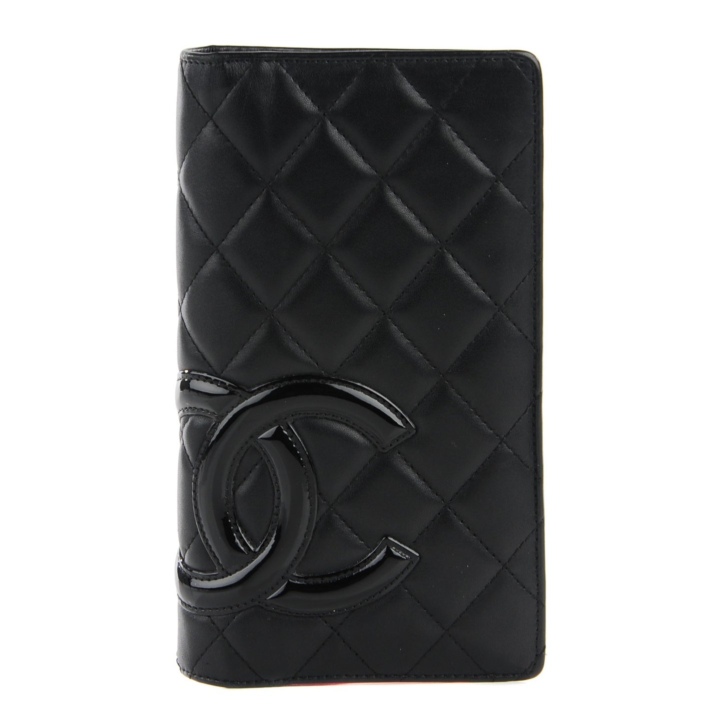 Calfskin Quilted Cambon Yen Wallet Black