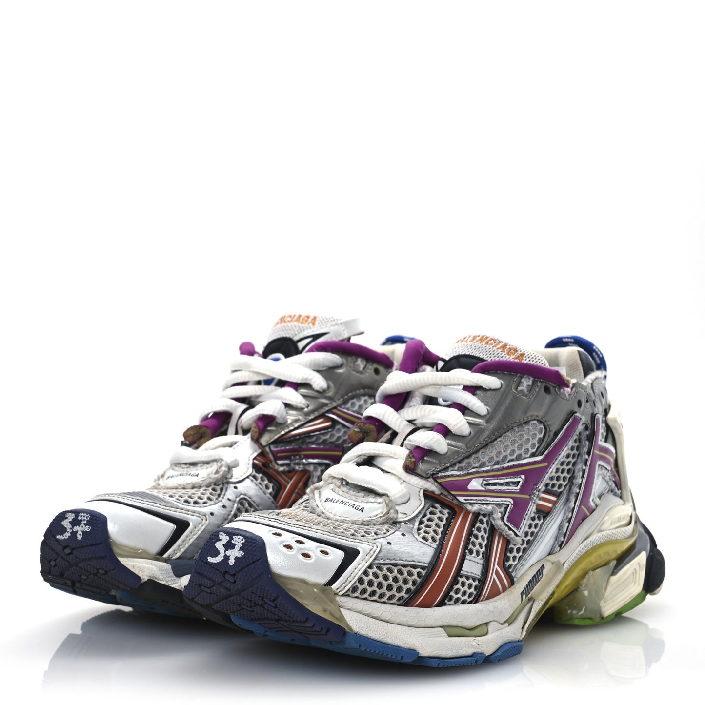 Mesh Rubber Womens Runner Sneakers 37 Multicolor