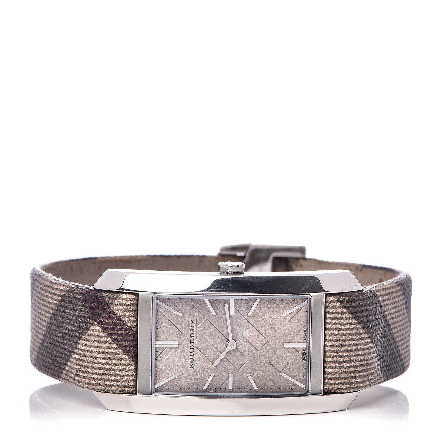 Stainless Steel Calfskin 25mm Heritage Nova Check Quartz Watch Taupe BU9404