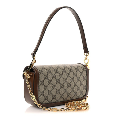 Gucci GG Supreme Monogram Small Horsebit 1955 Chain Shoulder Bag Beige Ebony Brown Sugar 3 of 10