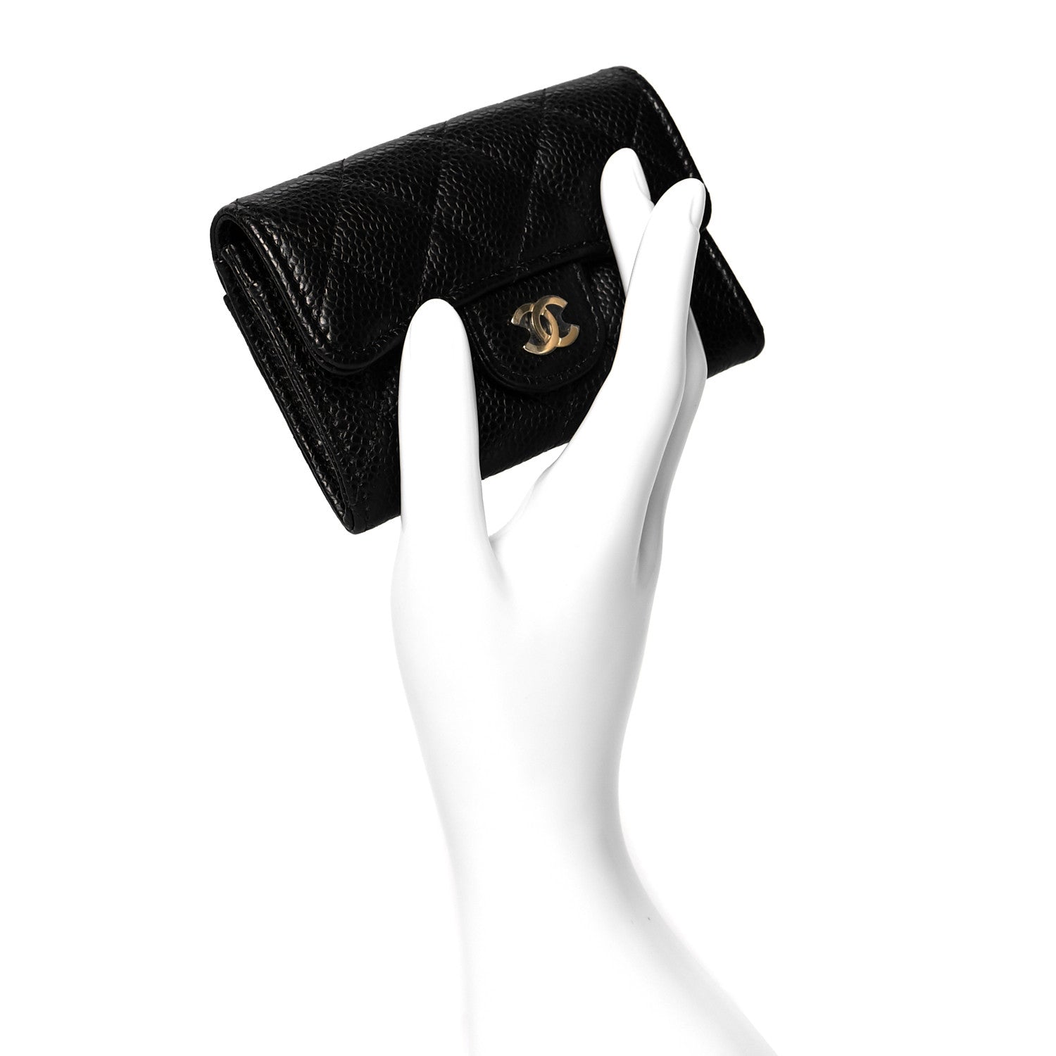 Chanel Caviar Quilted Flap Card Holder Wallet Black 2 of 9