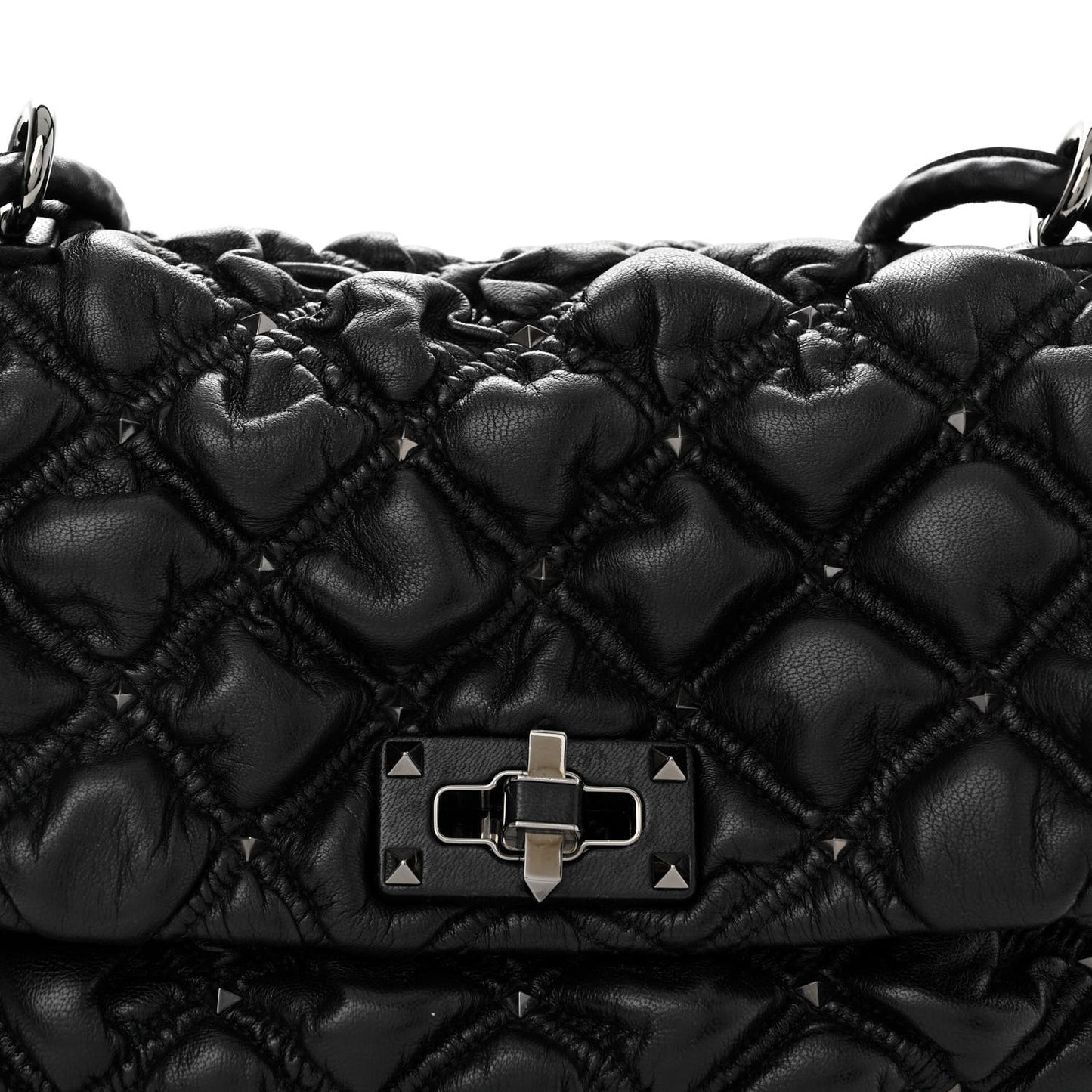 Nappa Medium Spikeme Shoulder Bag Black