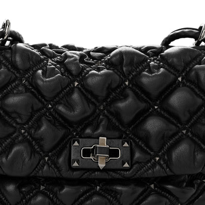 Valentino Garavani Nappa Medium Spikeme Shoulder Bag Black 7 of 11