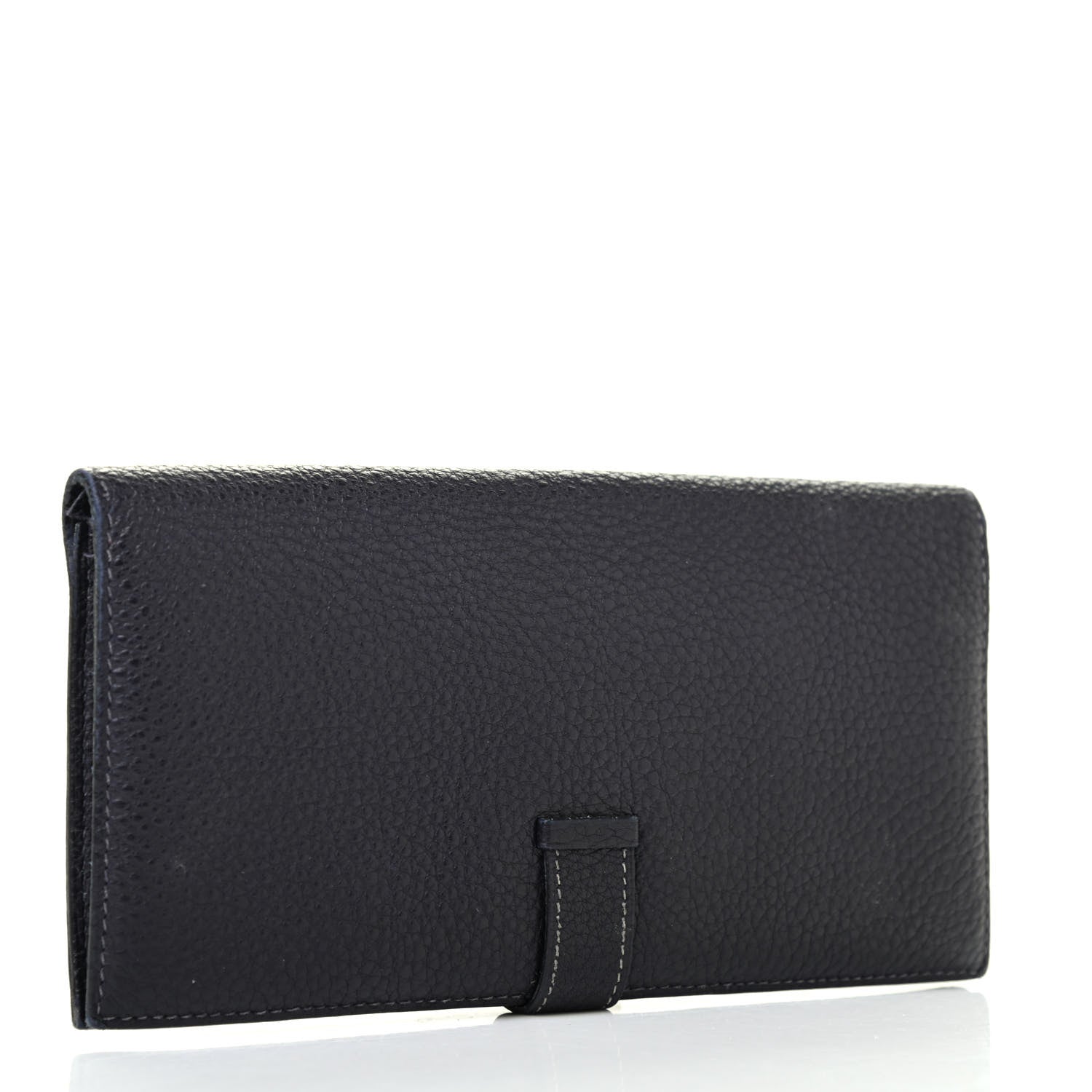 Hermes Taurillon Clemence Bearn Gusset Wallet Bleu Marine 2 of 6