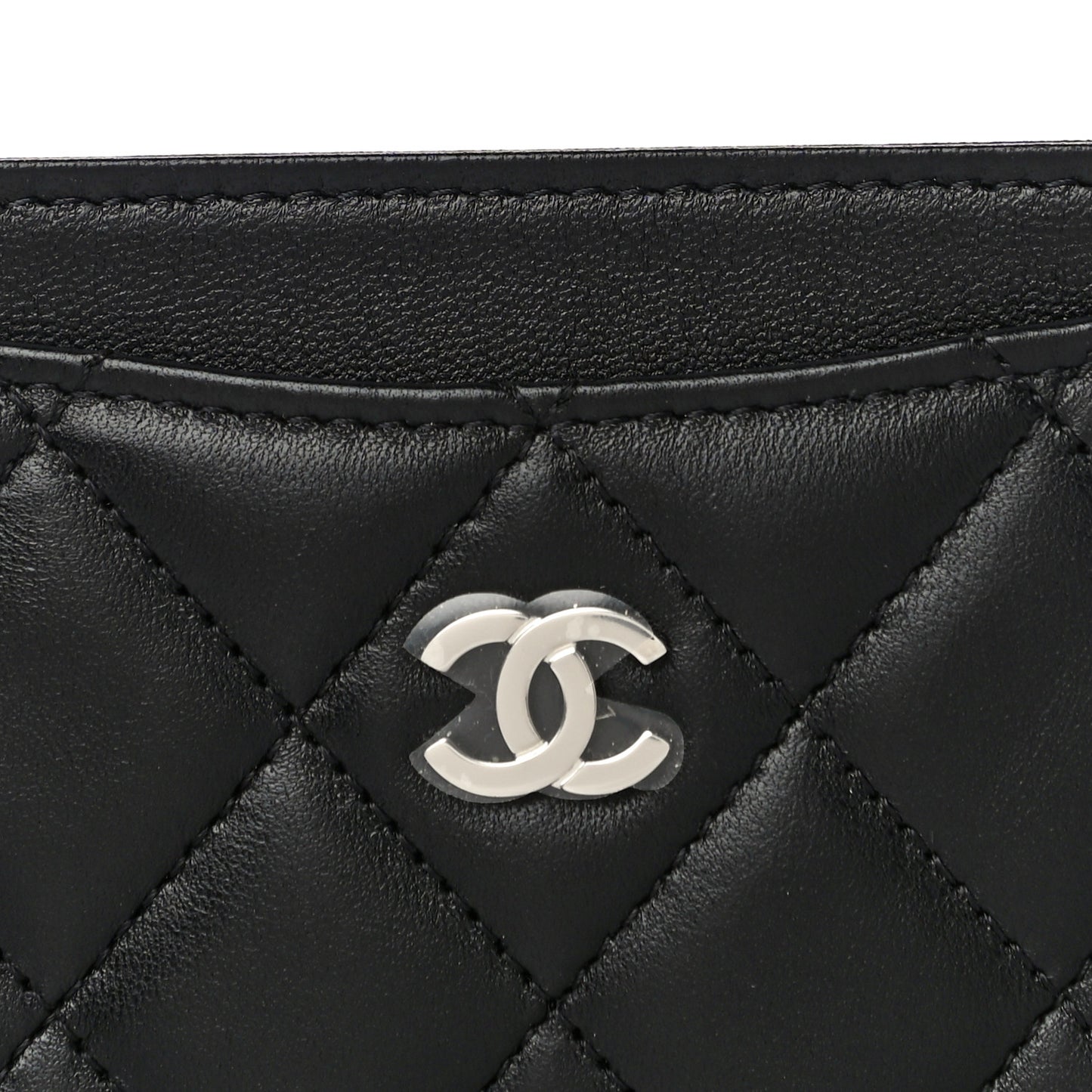 Lambskin Quilted Card Holder Black
