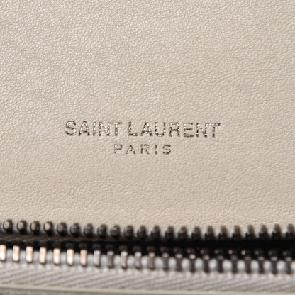 Saint Laurent Sheepskin Matelasse Chevron Monogram Medium College Bag Dove White 7 of 9