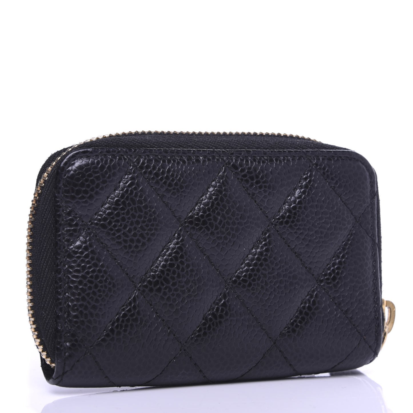 Caviar Quilted Zip Coin Purse Black
