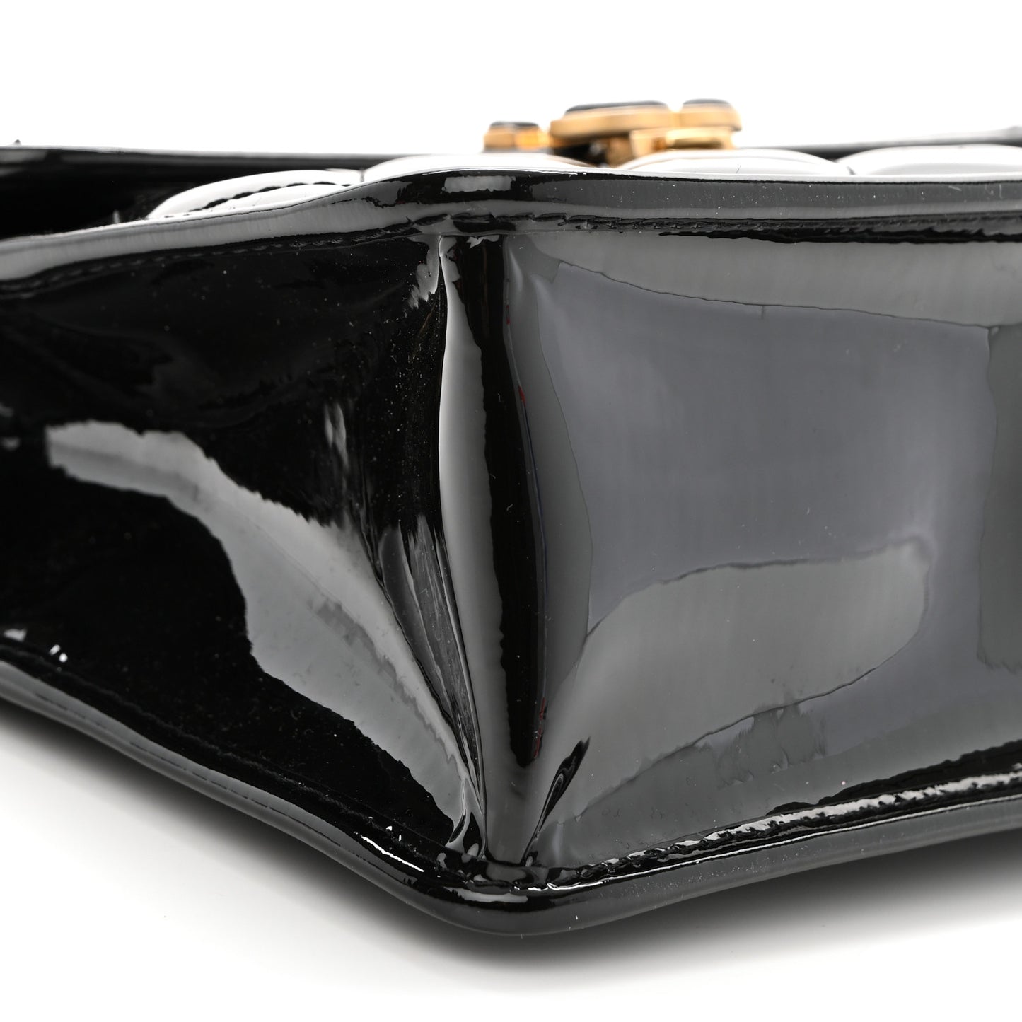 Patent Quilted Mini Graphic Catch Flap Black