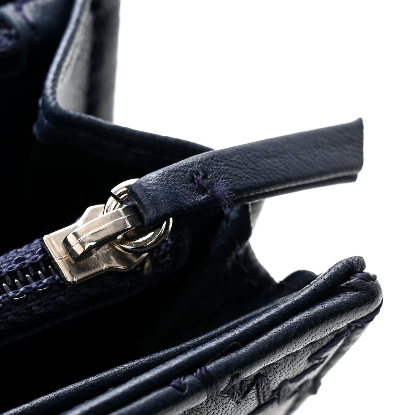 Lambskin Ultimate Stitch Clutch Flap Navy Blue