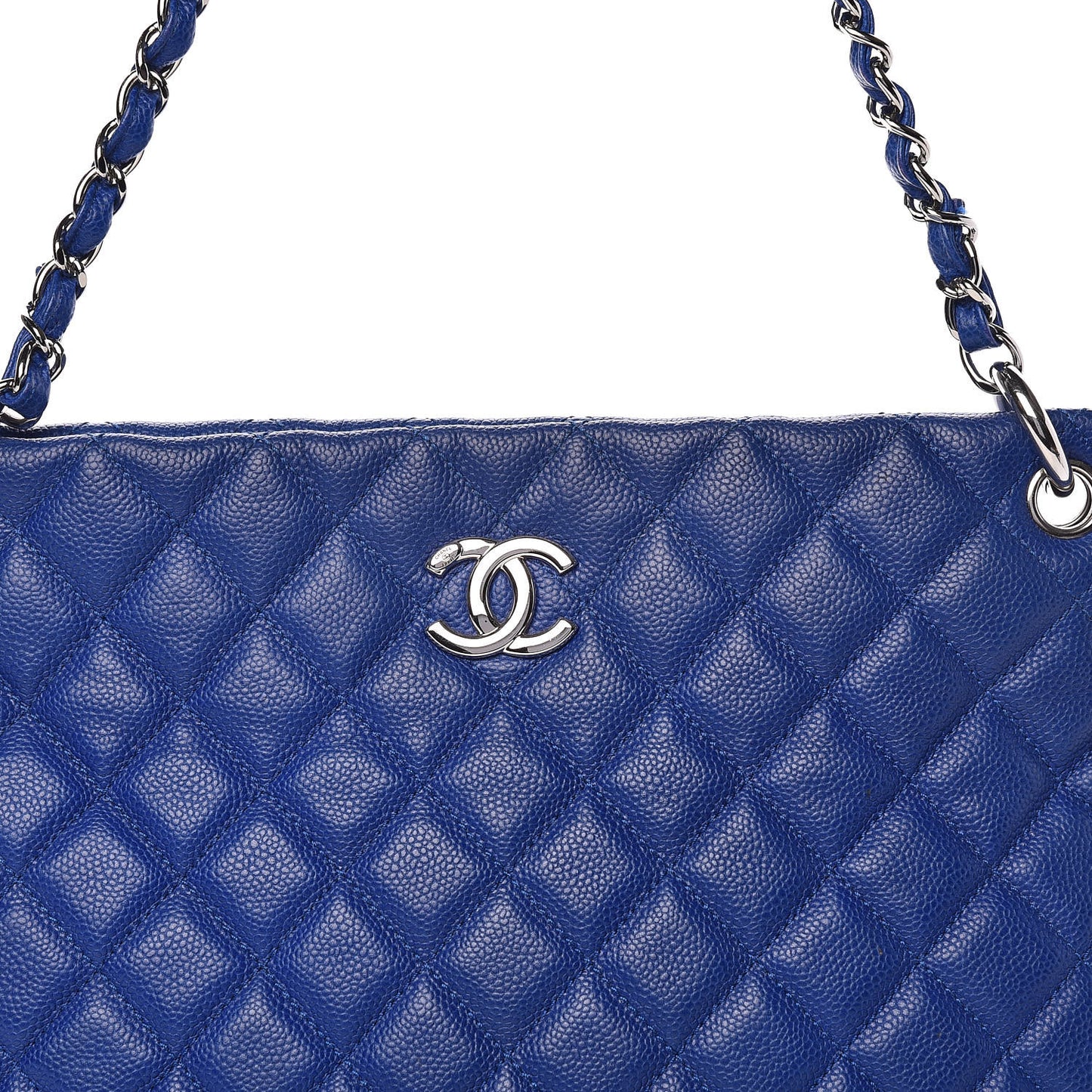 Caviar Quilted CC Shopping Tote Blue