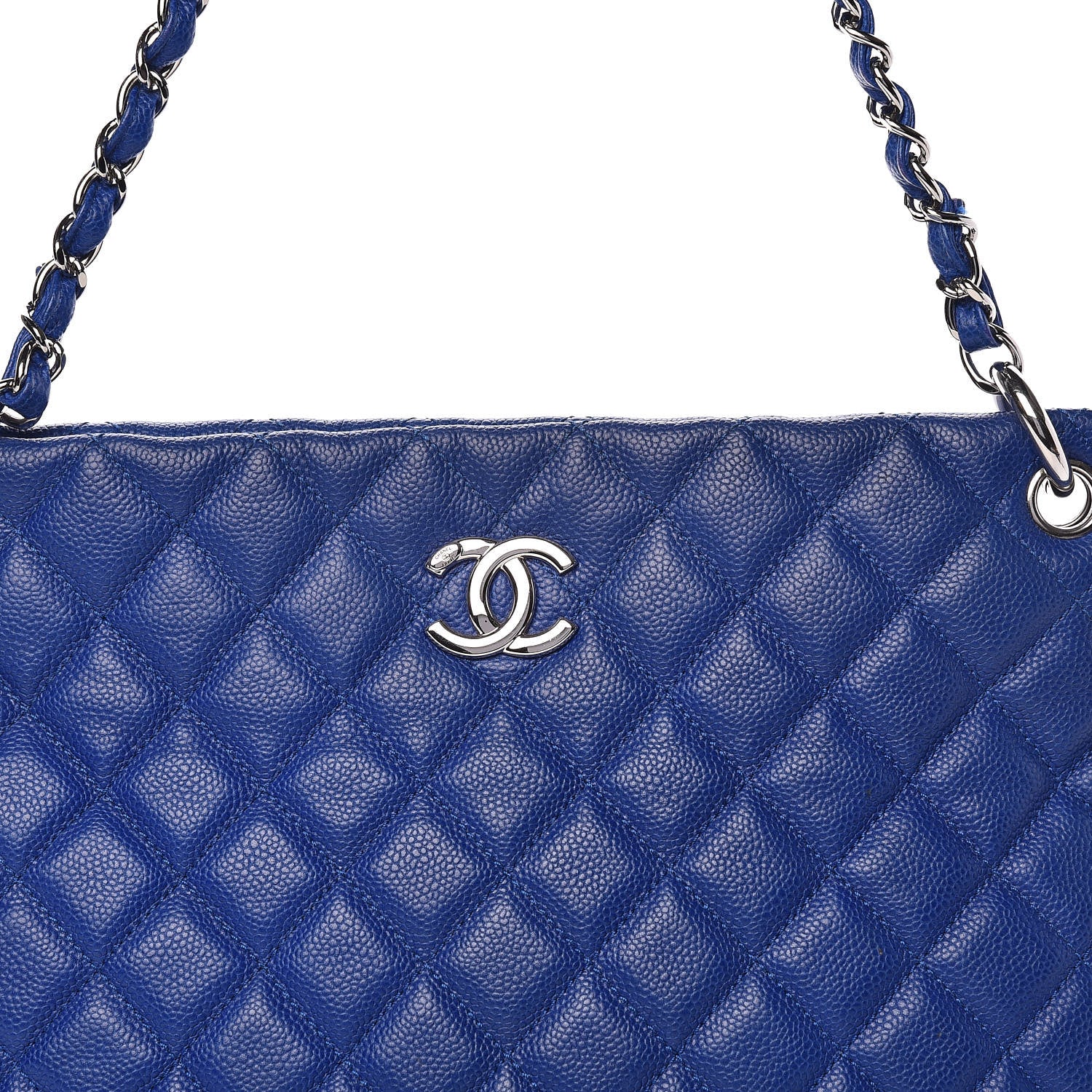 Chanel Caviar Quilted CC Shopping Tote Blue 12 of 13