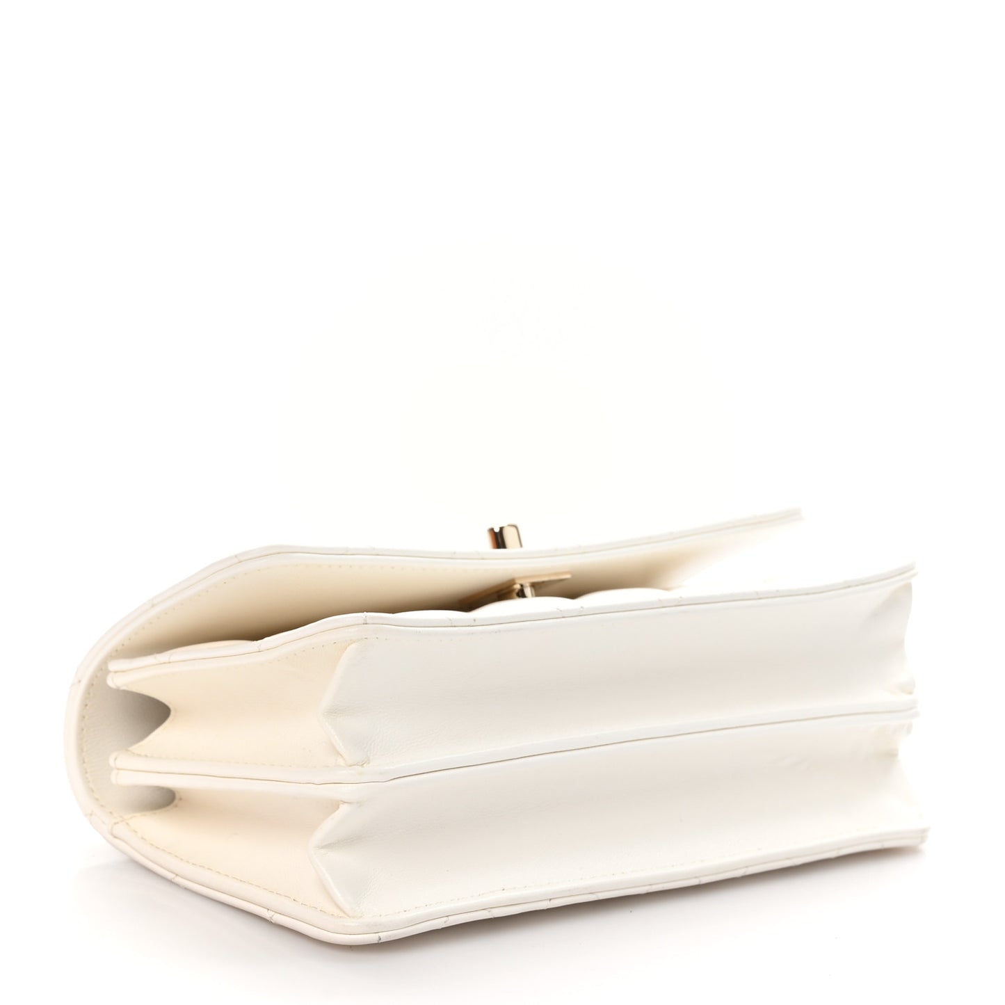 Lambskin Quilted Crystal Top Handle Rectangular Flap White