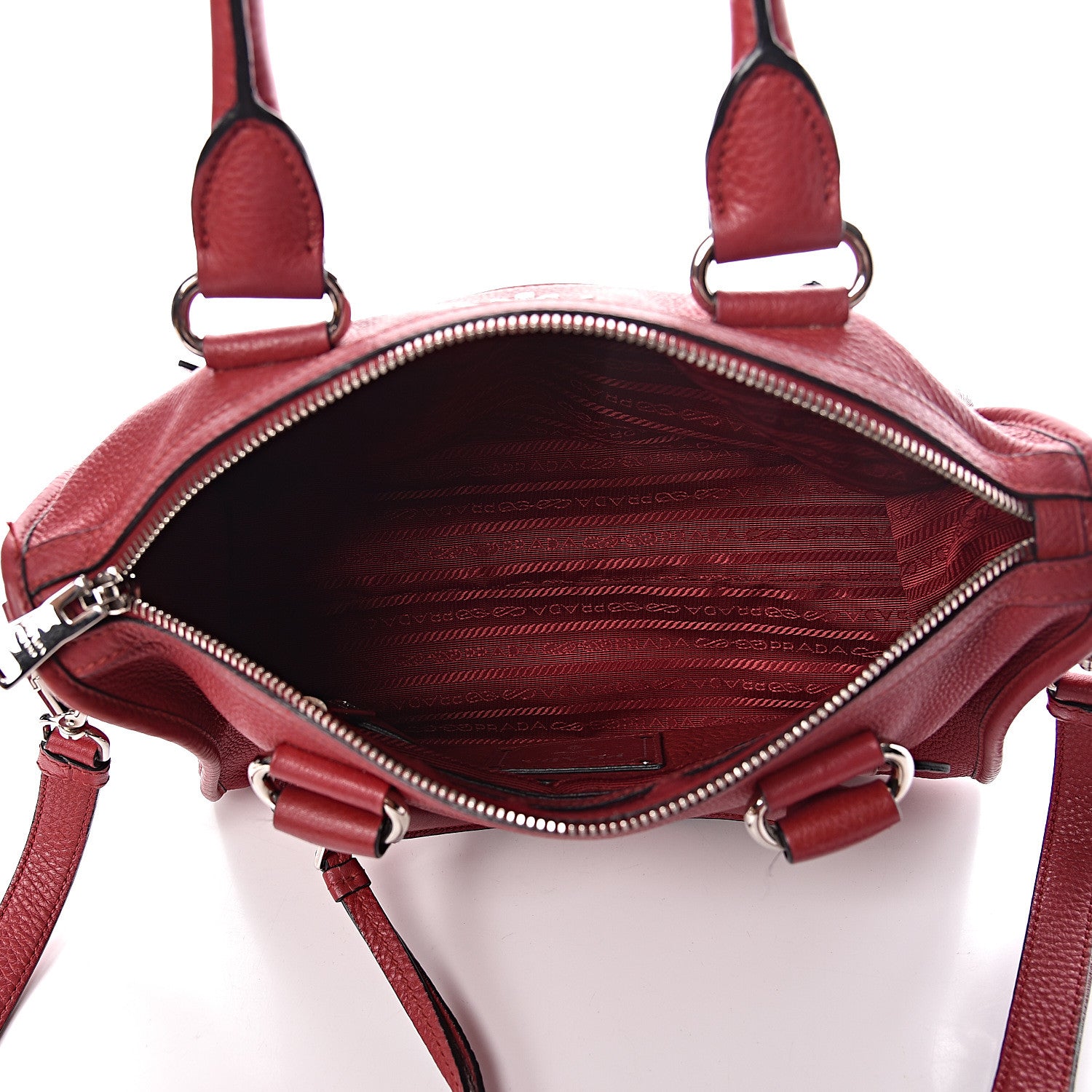 Prada Vitello Phenix Top Handle Shopping Satchel Rosso 5 of 10