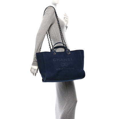 Chanel Mixed Fibers Calfskin Medium Deauville Tote Dark Blue 2 of 11