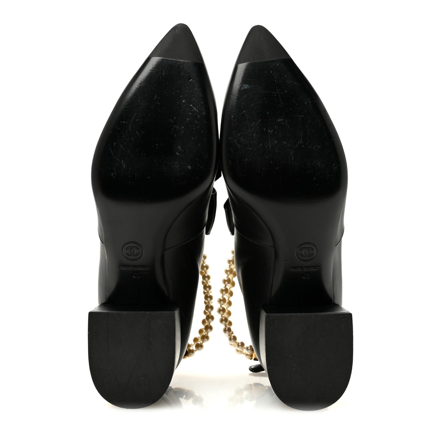 Lambskin Pearl Bow Short Boots 40 Black 40 Black