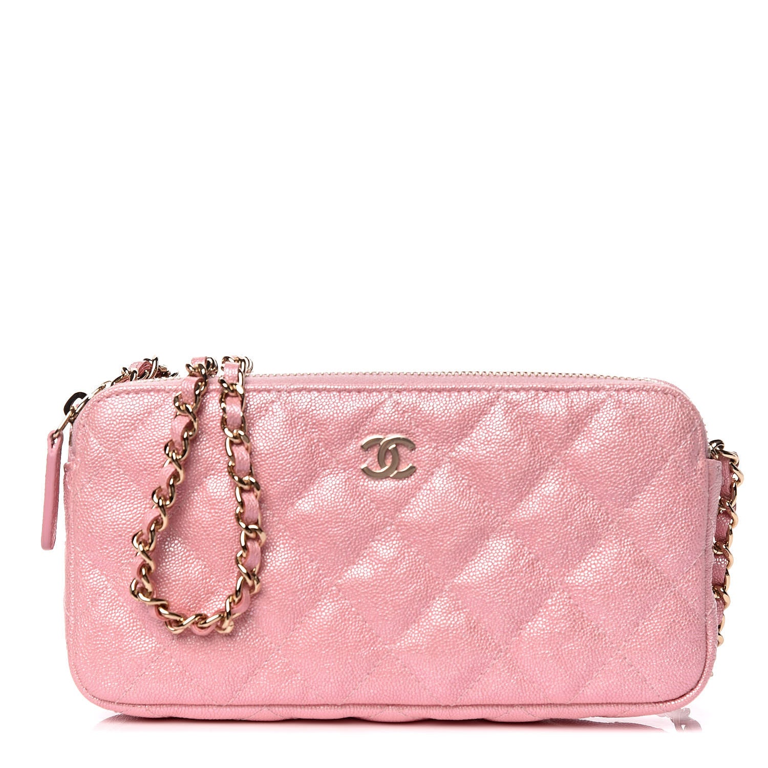 Chanel Iridescent Caviar Quilted Small Clutch With Chain Pink 1 of 13