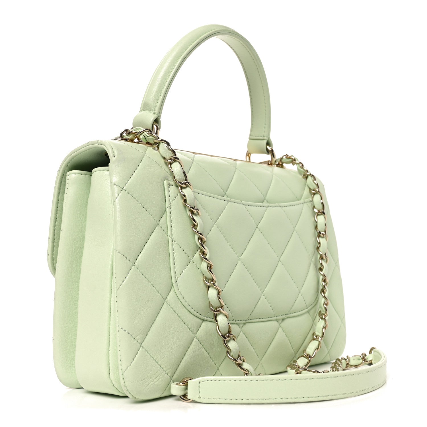 Chanel Lambskin Quilted Small Trendy CC Flap Dual Handle Bag Light Green 3 of 10