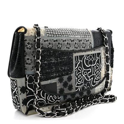 Chanel PVC Tweed Patchwork Jumbo Single Flap Black 3 of 12