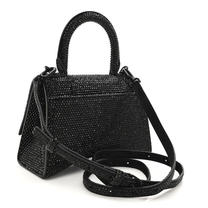 Balenciaga Strass Suede Hourglass Top Handle Bag XS Black Jet 3 of 11