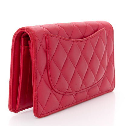 Chanel Lambskin Quilted Yen Wallet Red 3 of 10