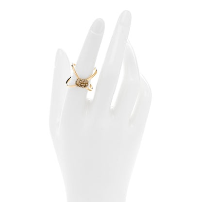 Gucci 18K Yellow Gold Diamond Running G Cross Ring 50 5.5 2 of 5
