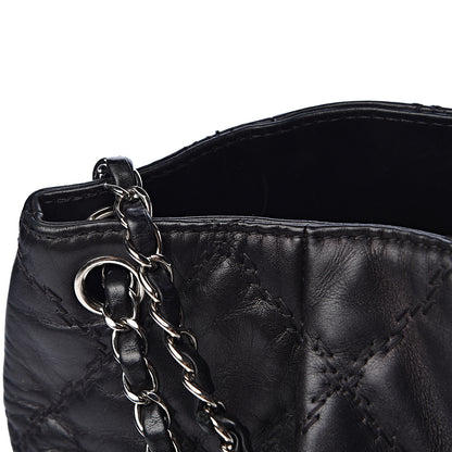 Chanel Calfskin Double Stitch Large Hamptons Shopping Tote Black 13 of 14