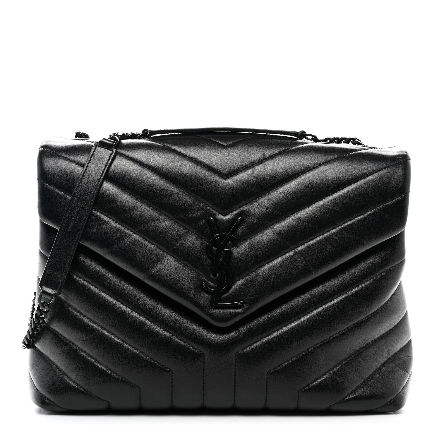 Saint Laurent Calfskin Y Quilted Monogram Monochrome Medium Loulou Chain Satchel Black 1 of 12