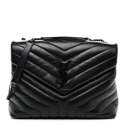 Saint Laurent Calfskin Y Quilted Monogram Monochrome Medium Loulou Chain Satchel Black 1 of 12