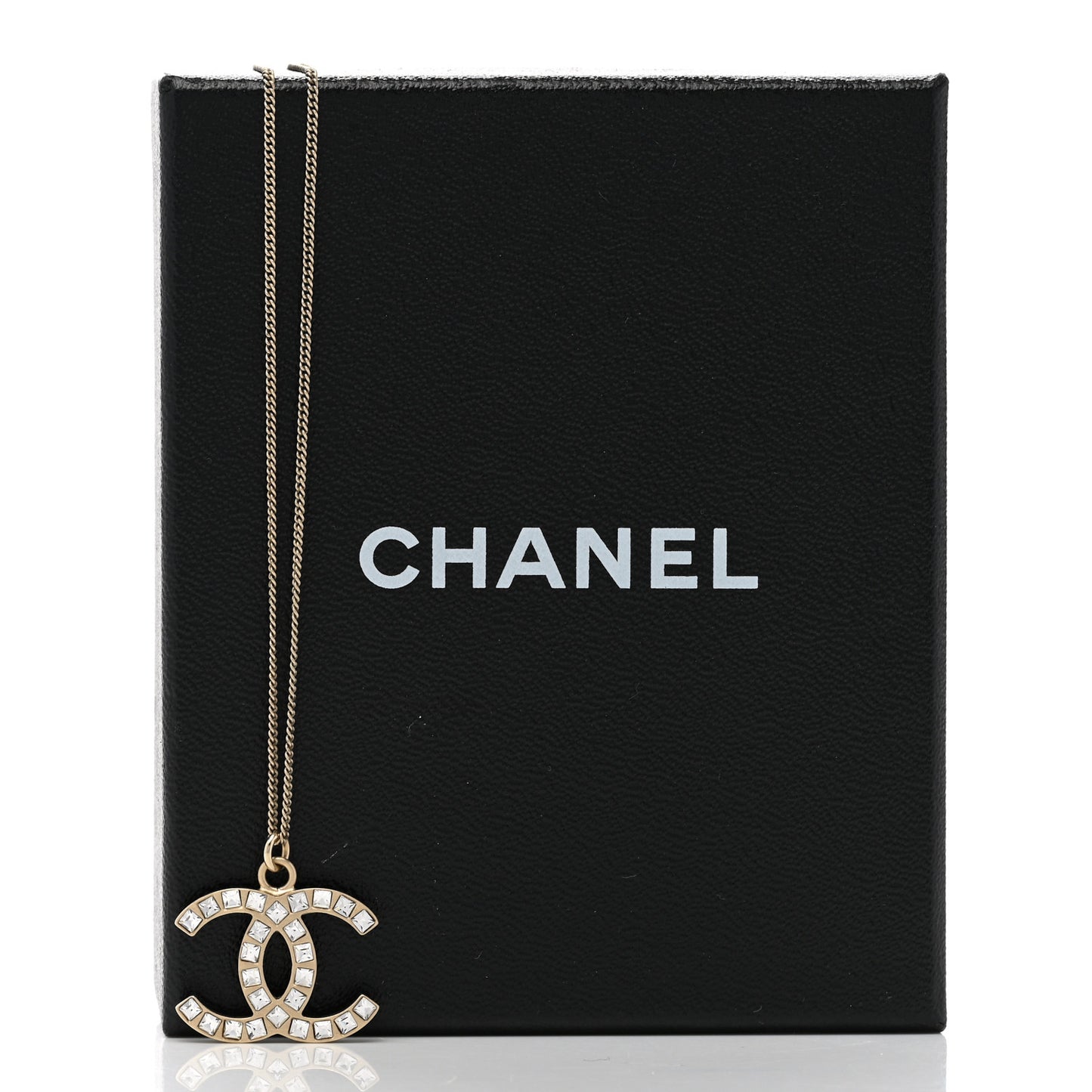 Baguette Crystal CC Necklace Light Gold