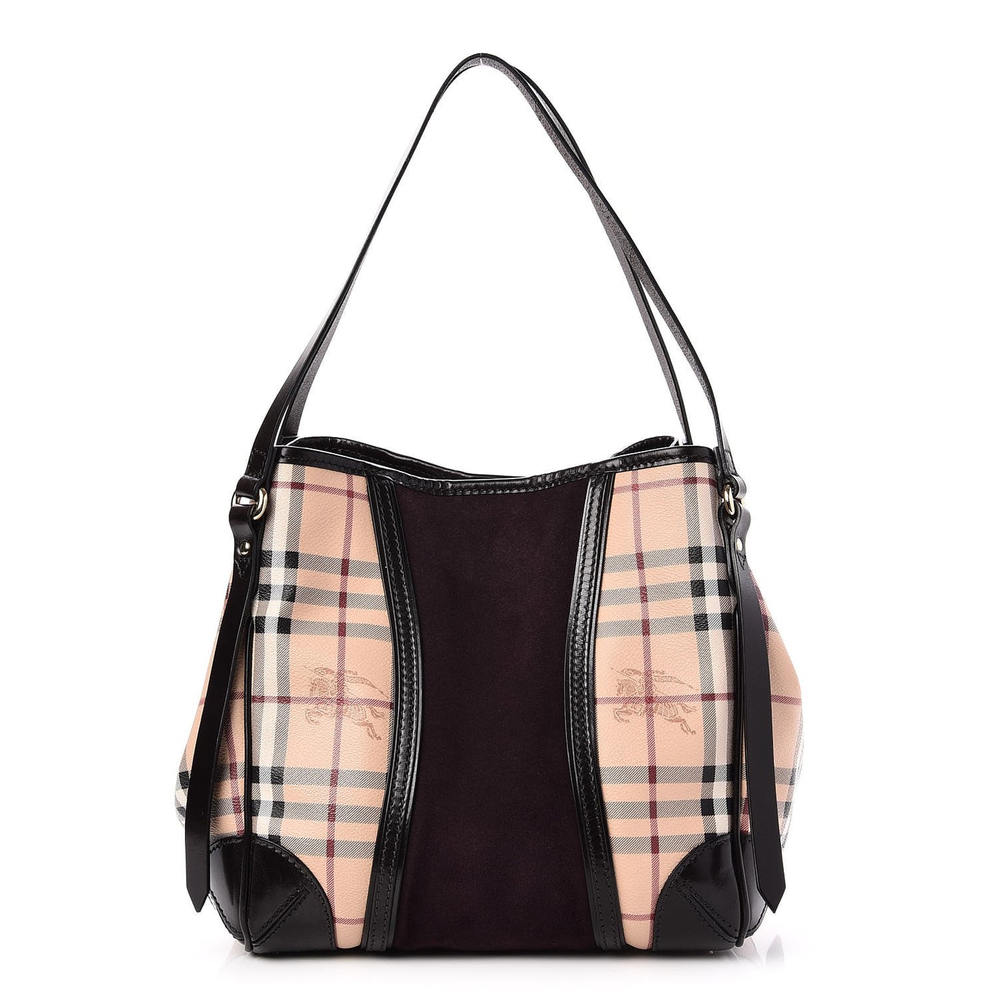Suede Haymarket Check Colorblock Small Canterbury Tote Plum