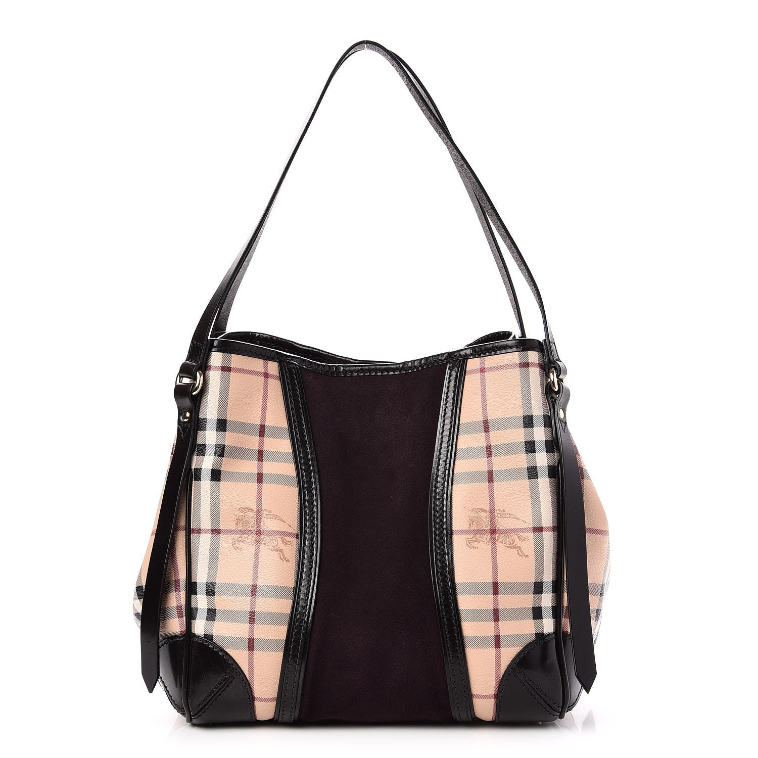 Burberry Suede Haymarket Check Colorblock Small Canterbury Tote Plum 1 of 8