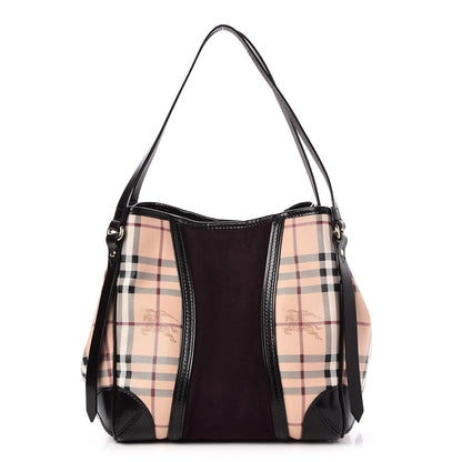 Burberry Suede Haymarket Check Colorblock Small Canterbury Tote Plum 1 of 8