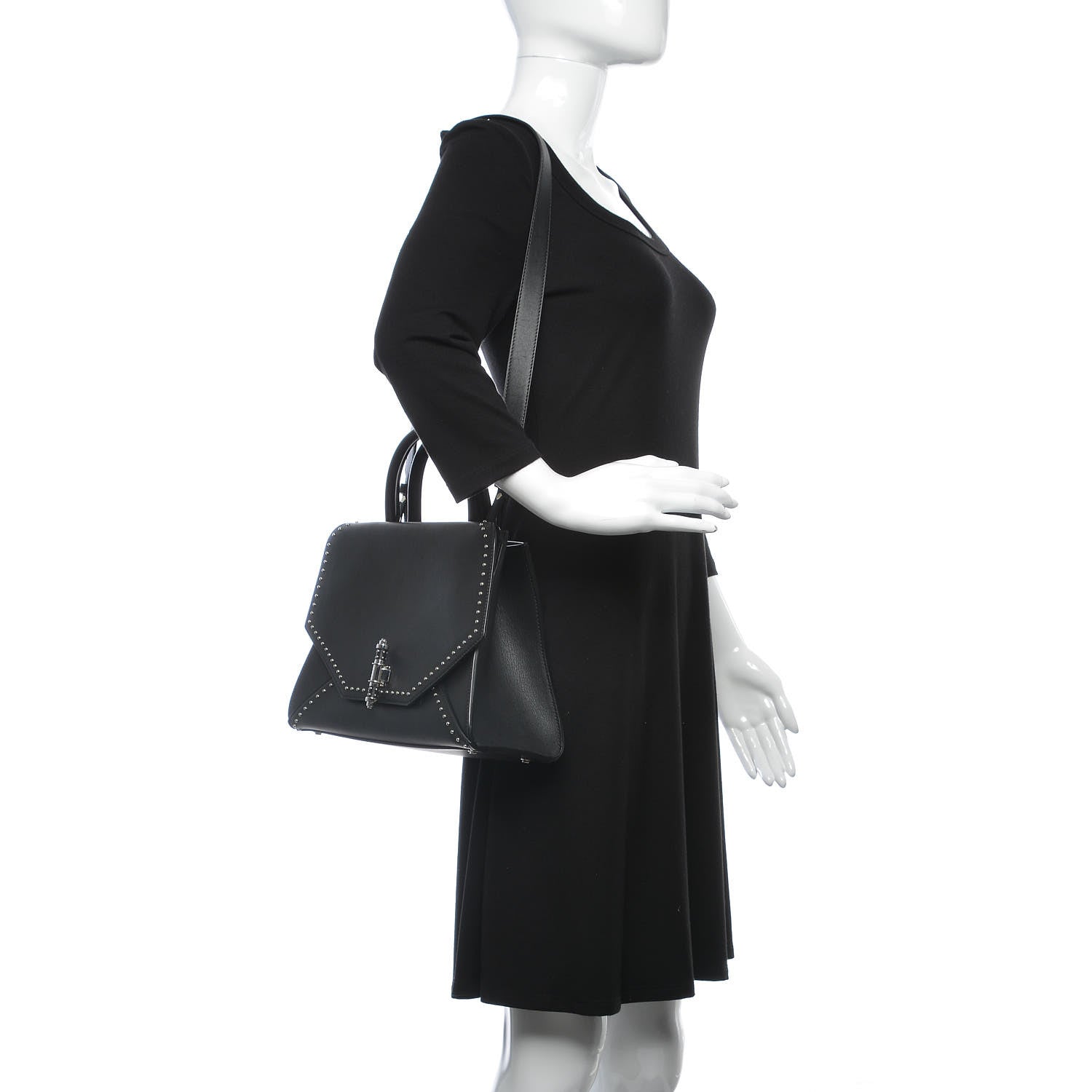 Givenchy Calfskin Studded Small Obsedia Satchel Black 2 of 15
