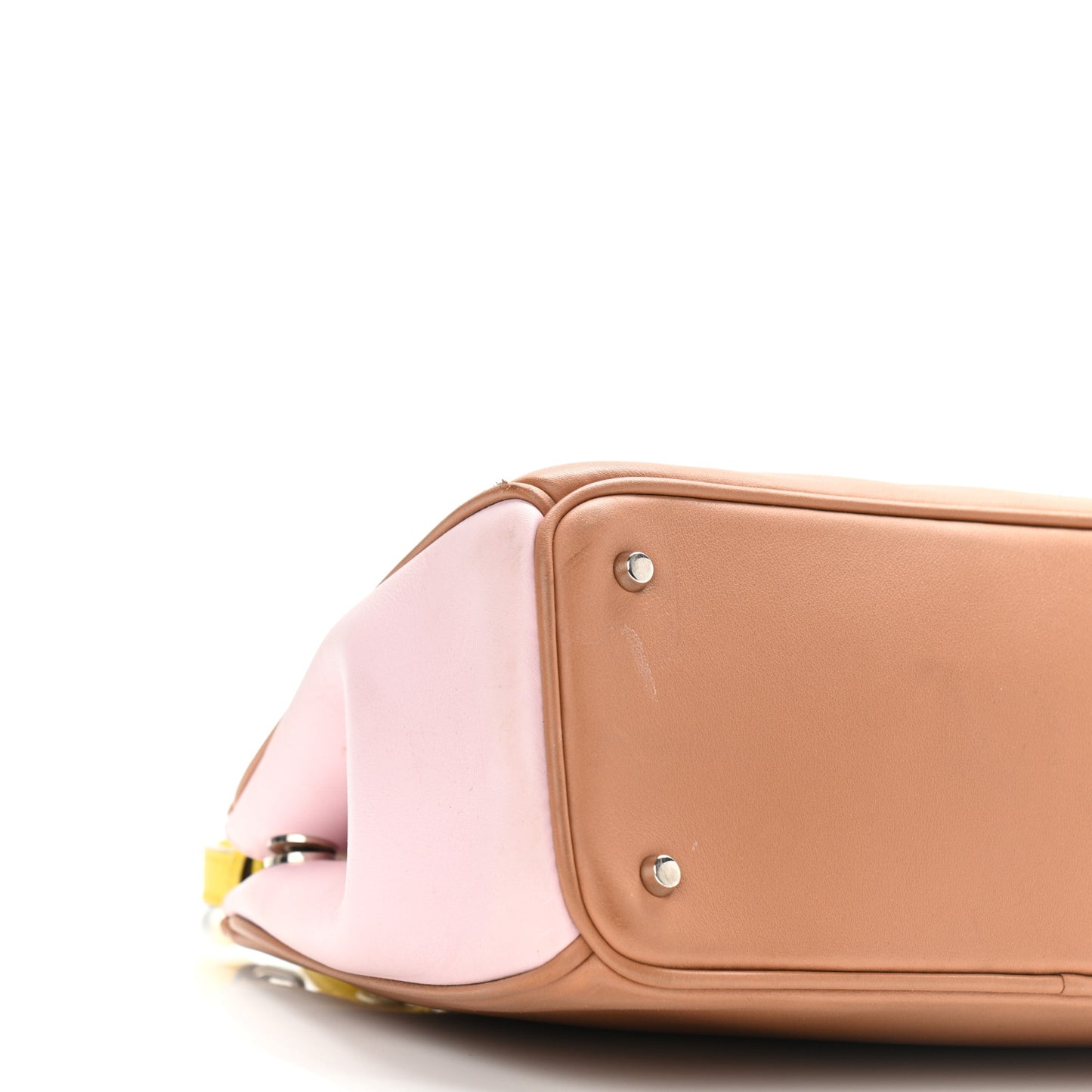 Calfskin Tri-Color Mini Diorissimo Tote Brown Pink Yellow