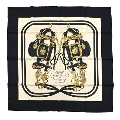 Hermes Silk Brides De Gala Scarf 90 Black Creme Gold 1 of 3