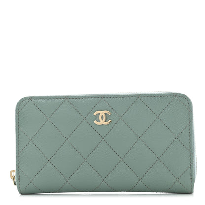 Chanel Caviar Quilted Medium Zip Around Wallet Dark Green 1 of 12