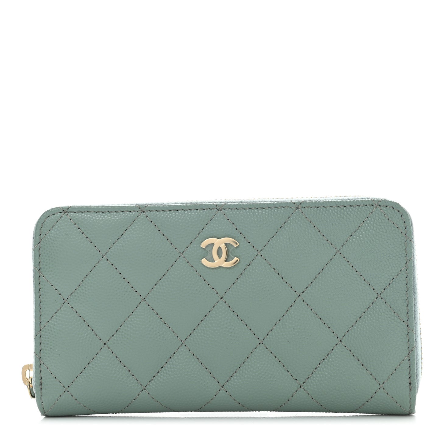 Caviar Quilted Medium Zip Around Wallet Dark Green