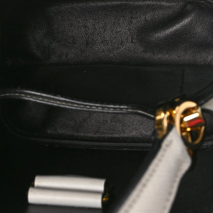 Prada Saffiano Cuir Calfskin Small Panier Bucket Bag White Black 5 of 9