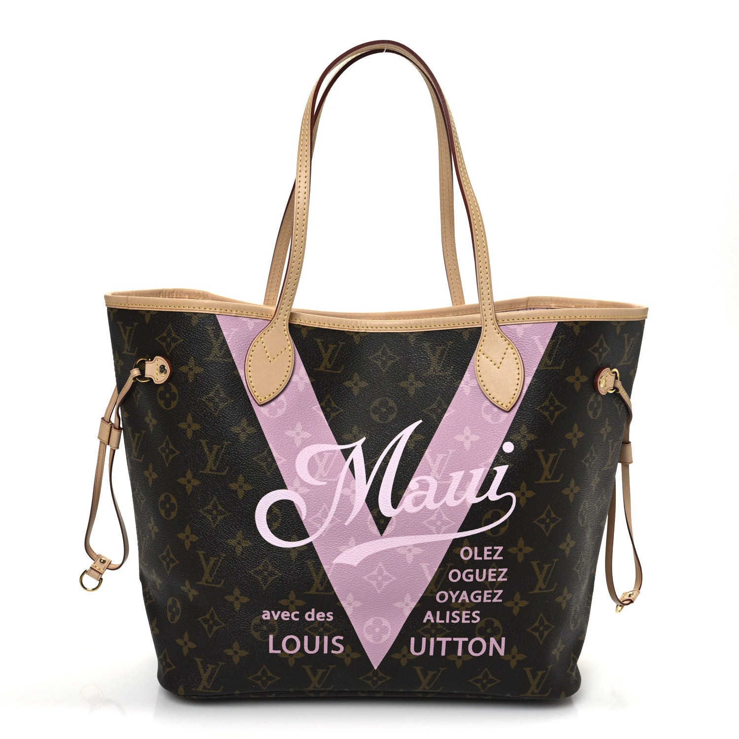 Louis Vuitton Monogram Maui V Neverfull MM Rose Ballerine 1 of 10