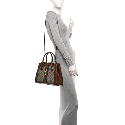 Gucci GG Supreme Monogram Azalea Calfskin Web Medium Jackie 1961 Tote Beige Ebony Brown Sugar 2 of 10