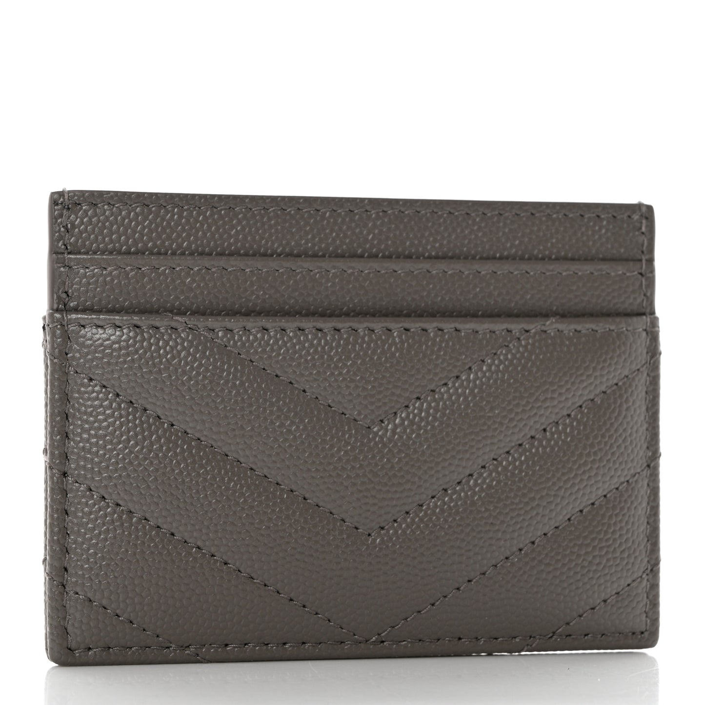 Grain De Poudre Matelasse Chevron Monogram Credit Card Case Fog