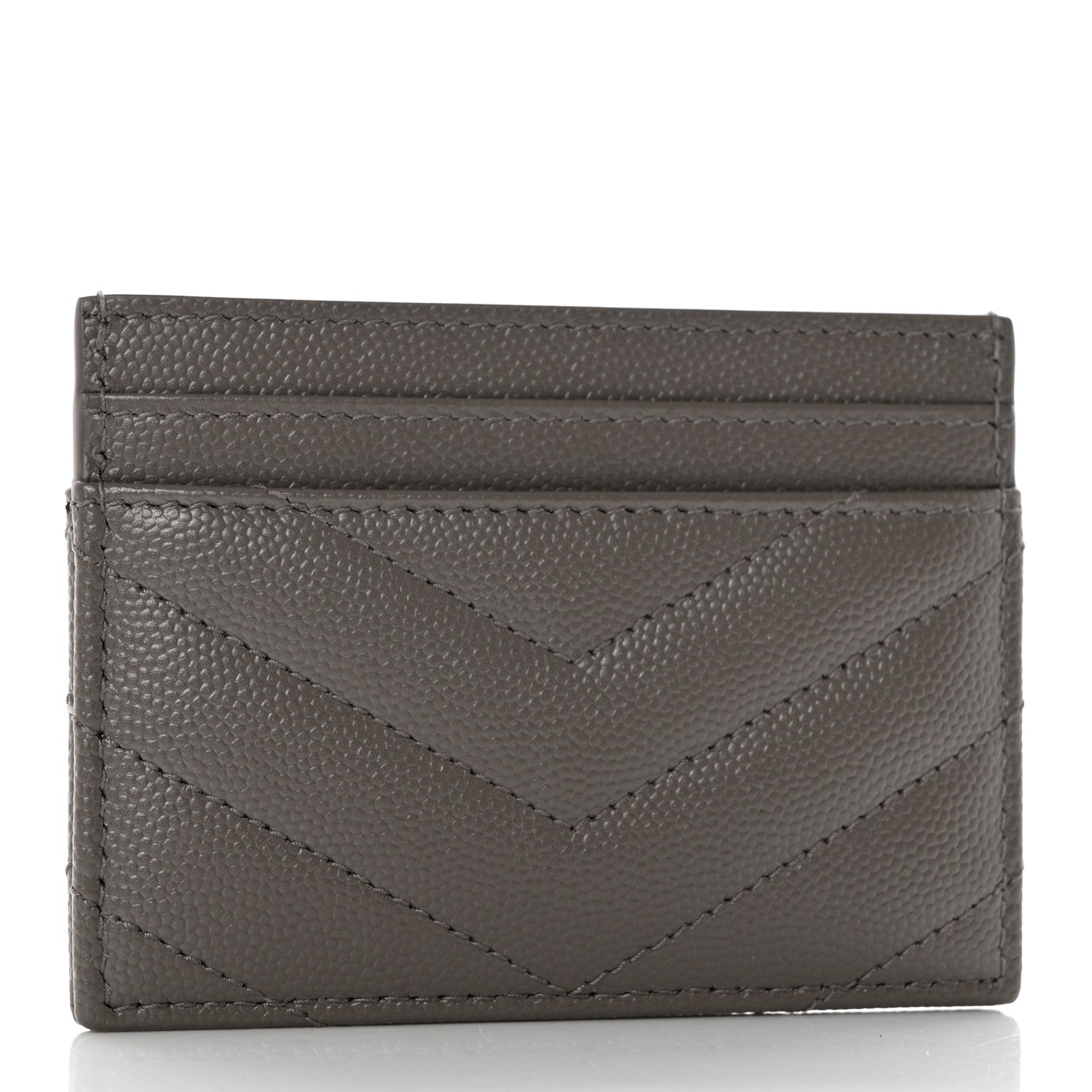 Saint Laurent Grain De Poudre Matelasse Chevron Monogram Credit Card Case Fog 3 of 8
