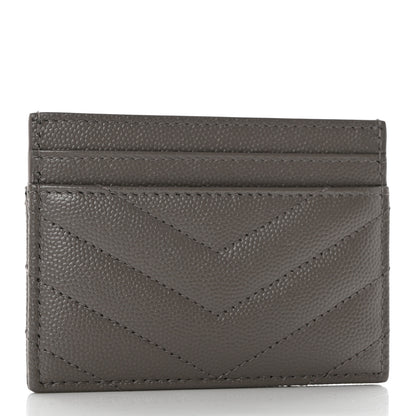 Saint Laurent Grain De Poudre Matelasse Chevron Monogram Credit Card Case Fog 3 of 8