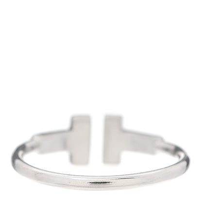 Tiffany 18K White Gold Diamond T Wire Ring 53 6.5 3 of 5