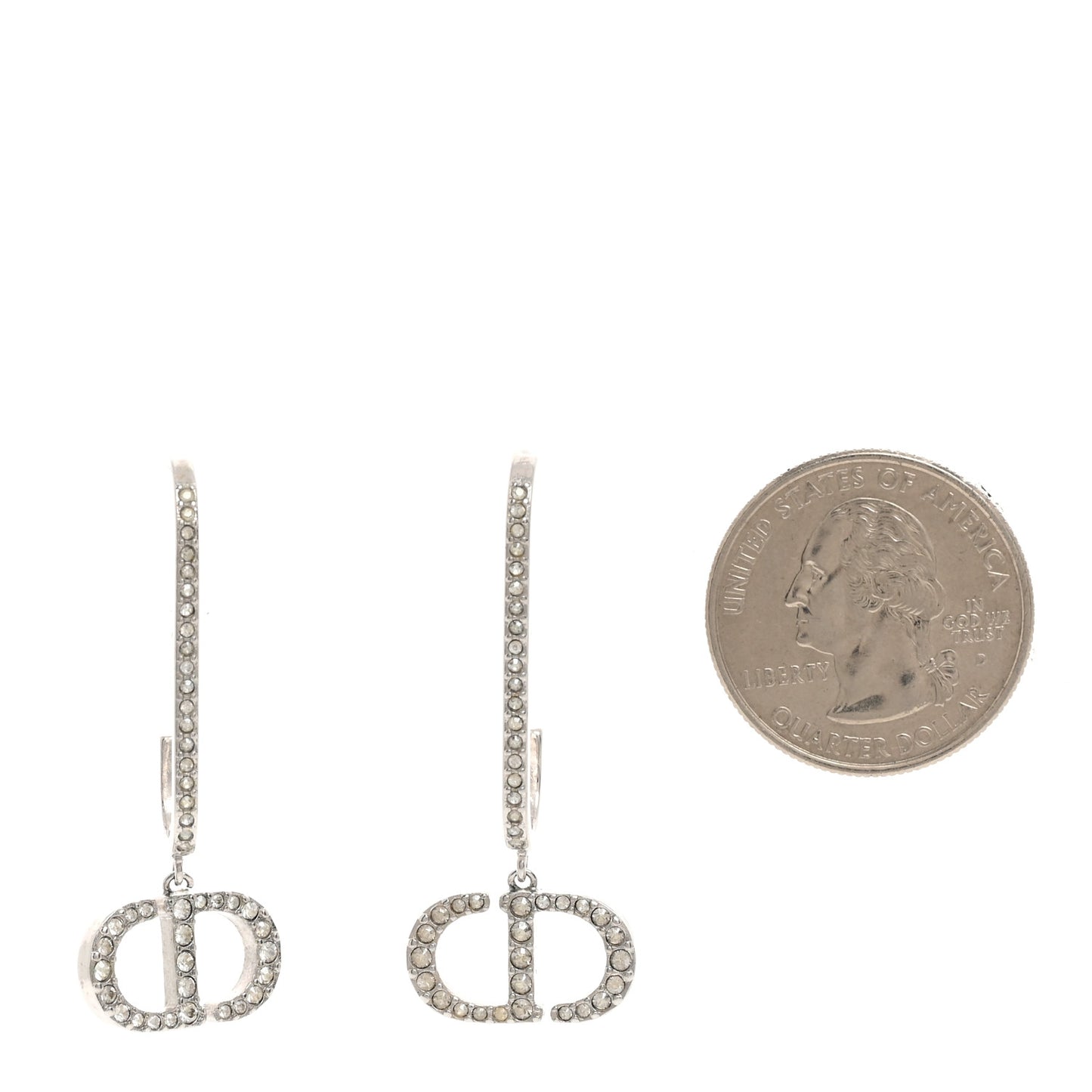 Crystal CD Drop Earrings Silver