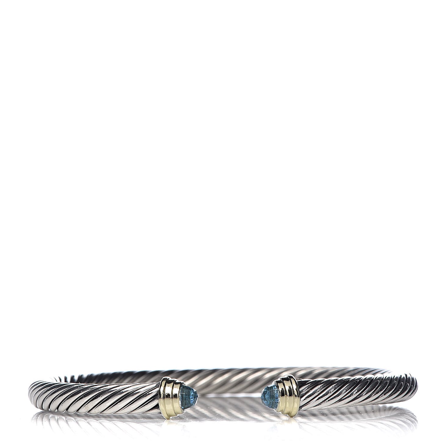 Sterling Silver 14K Yellow Gold Blue Topaz 5mm Cable Classics Petite Color Bracelet