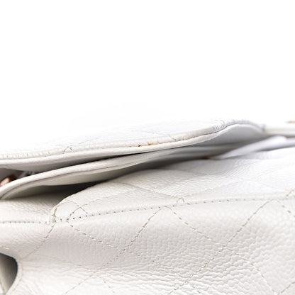 Chanel Caviar Quilted Medium Double Flap White 13 of 15