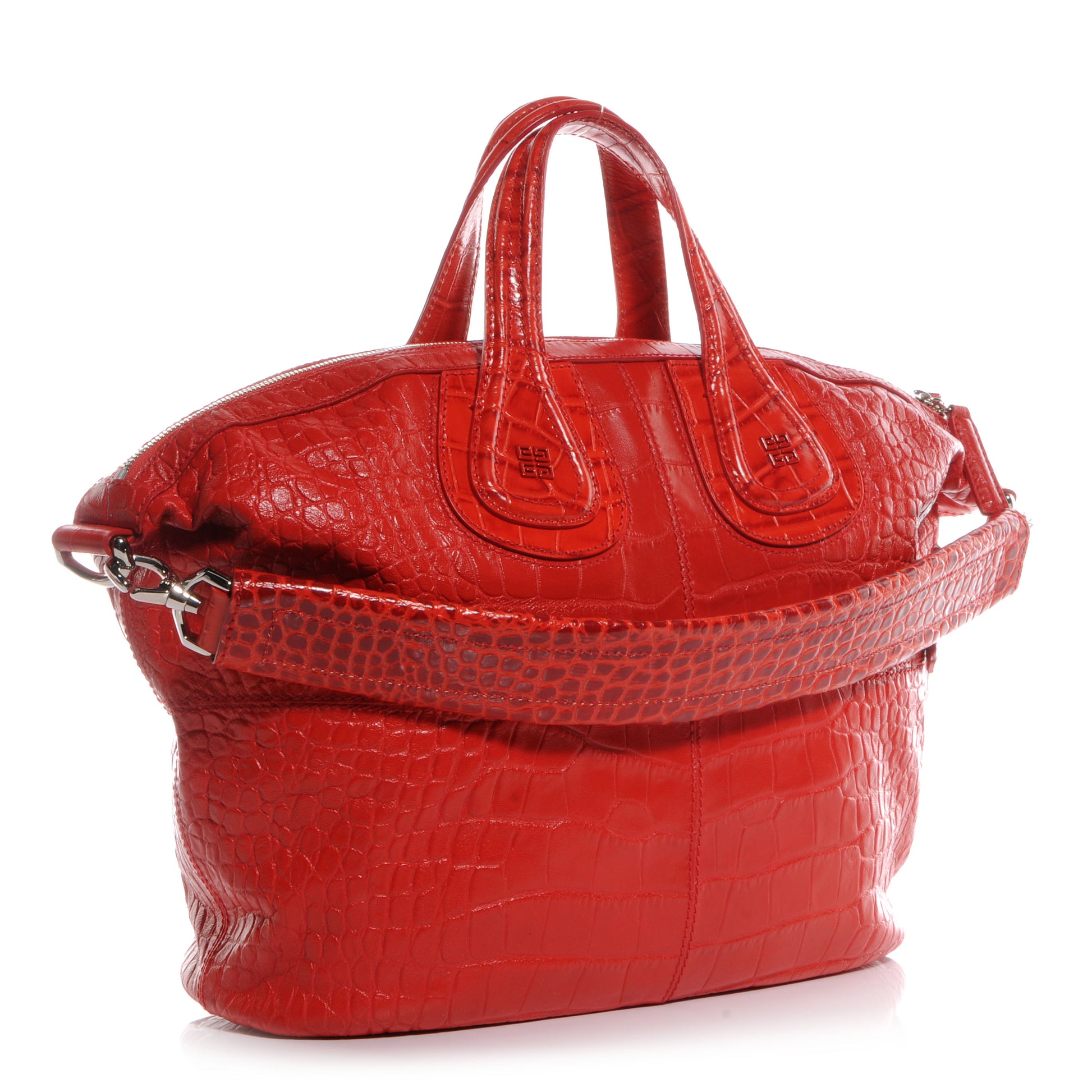 Givenchy Calfskin Crocodile Embossed Large Nightingale Red 3 of 9
