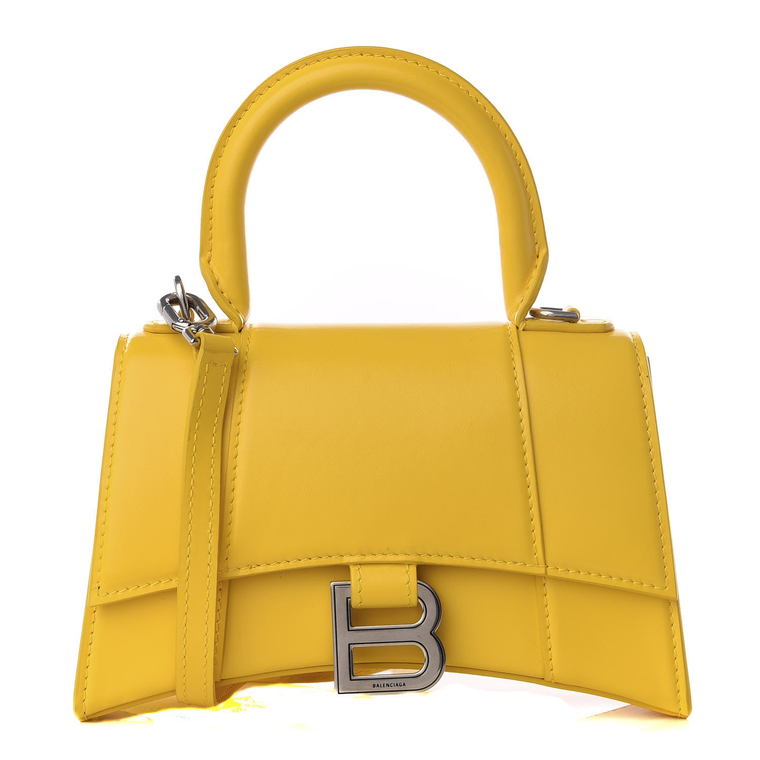 Balenciaga Shiny Box Calfskin Hourglass Top Handle Bag XS Yellow 2 of 9